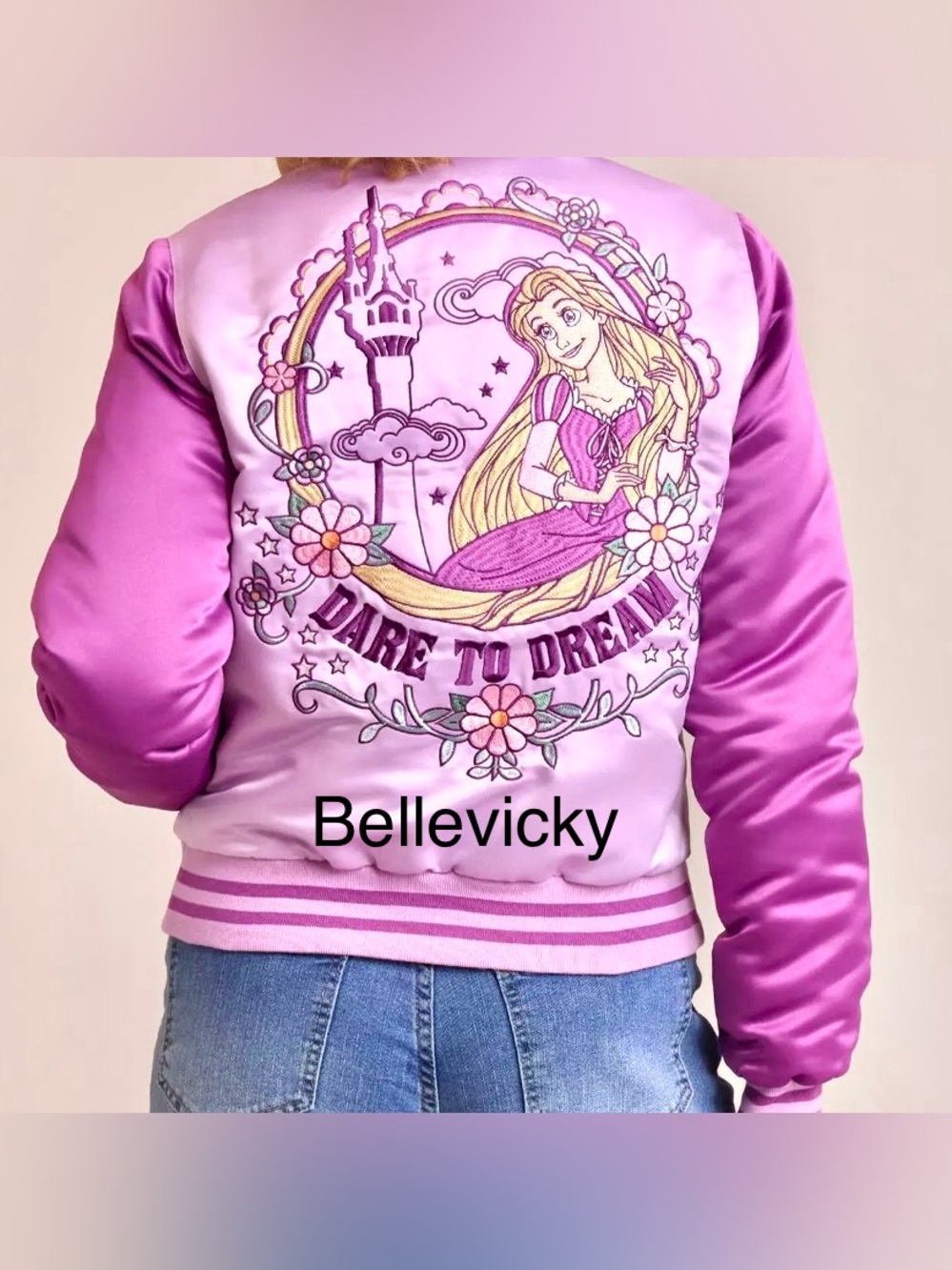 Disney Rapunzel Floral Embroidered Bomber Jacket Sizes S/M/L